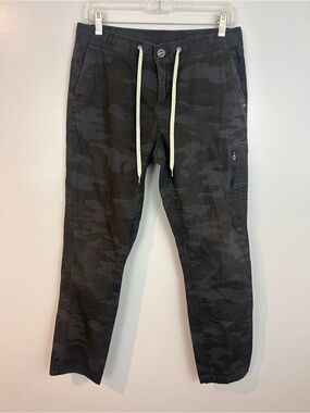 Vuori Ripstop Black/Grey Camo Climber Zipper Drawstring Pants Size Medium